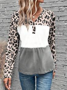 SHEIN LUNE In hoa Báo Khối màu Áo thun - Nhiều màu - Xem 4