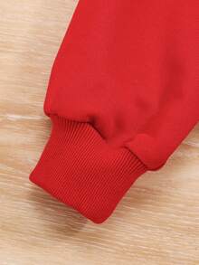 SHEIN Áo nỉ in hình hoạt hình dành cho bé gái tuổi teen - Đỏ - Xem 3