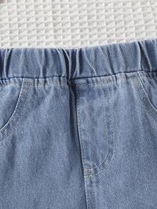 女嬰奶牛圖案毛絨夾克&破洞抽鬚牛仔褲&T恤 - 彩色 - 查看 6