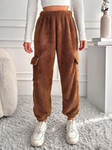 EURMUSE Women'S Cargo Sweatpants - Brown - View 4