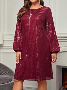 EMERY ROSE 大碼連身裙 - 酒紅色 - 查看 4