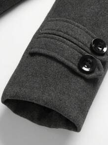 Manfinity Homme Loose Fit Men's Double Breasted Pea Coat With Slant Pockets - Grey - View 4