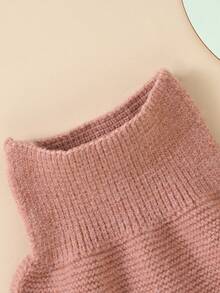 Baby Girl Contrast Ruffle Trim Knit Pants - Pink - View 3