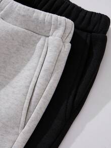SHEIN 男大童2入組字母貼布腰部抽繩衛褲 - 彩色 - 查看 4