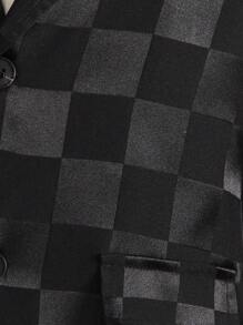 男大童棋盤格西裝領西裝外套&西裝褲 - 黑色 - 查看 7