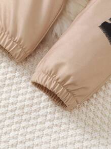 SHEIN 女小童標語和卡通圖案衛衣和衛褲 - 駝色 - 查看 7