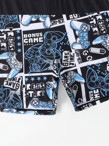 男童視頻遊戲機和字母印花泳褲 - 彩色 - 查看 3