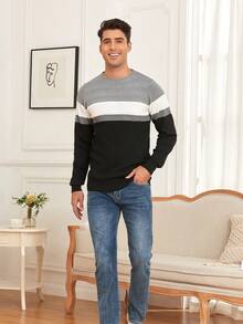 Men's Striped Sweater - Black - View 5