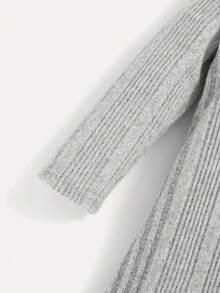 SHEIN Đứa bé gái 2 Miếng Đồ đan Ribbed Đầm có mũ - Nhiều màu - Xem 7