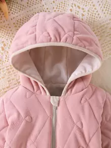 Baby Boy Solid Zip Up Hooded Padded Coat - Dusty Pink - View 3