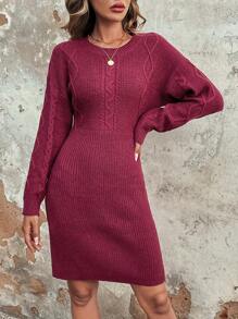 SHEIN Clasi Xoắn Dan Thả vai Đầm Áo len - trắng - Xem 3