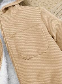 SHEIN Đứa bé trai Lót Teddy áo có mũ Áo khoác & Quần - Màu be - Xem 3