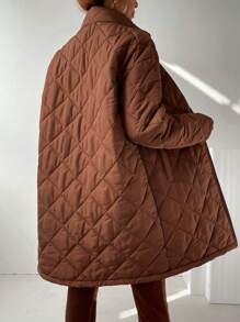 SHEIN LUNE Women's Winter Clothes Padded Padded Coat/Padded Coat - Brown - View 2