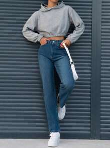 Slant Pocket Straight Leg Jeans