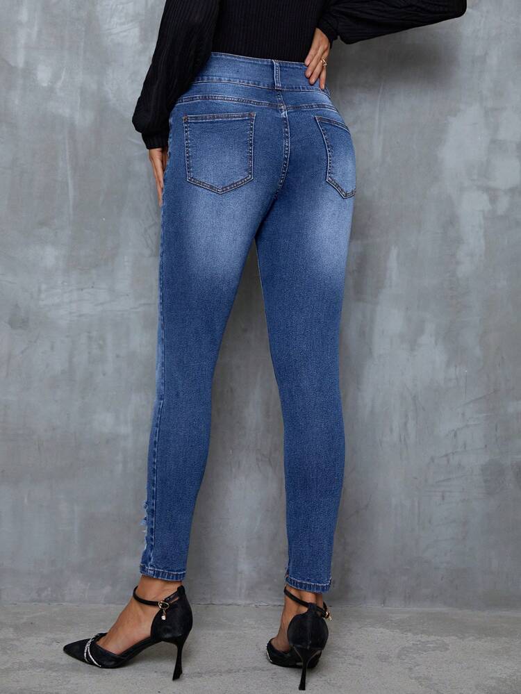 High Waist Ripped Skinny Jeans