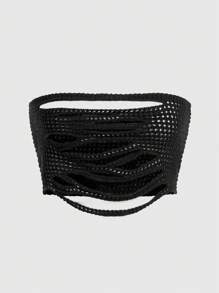 ROMWE Grunge Punk Top De Tubo - Negro - Ver 1