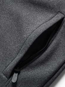 男士前拉链休闲立领棉质棉背心夹克冬季适合打高尔夫 - 深灰色 - 查看 7