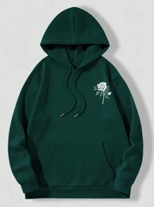 Manfinity Dauomo Sudadera Con Capucha Casual Y Elegante Para Hombre Impreso Con Rosas Y Letras