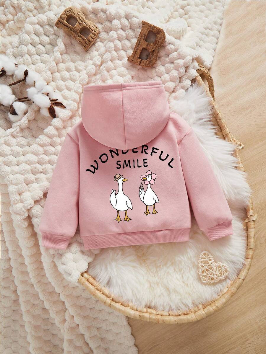 女婴卡通字母图案卫衣 - 淺粉色 - 查看 1