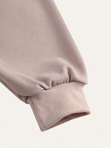 SHEIN EZwear Hơn Đồ họa Trái tim & Chữ cái Áo nỉ - Bụi tím - Xem 5