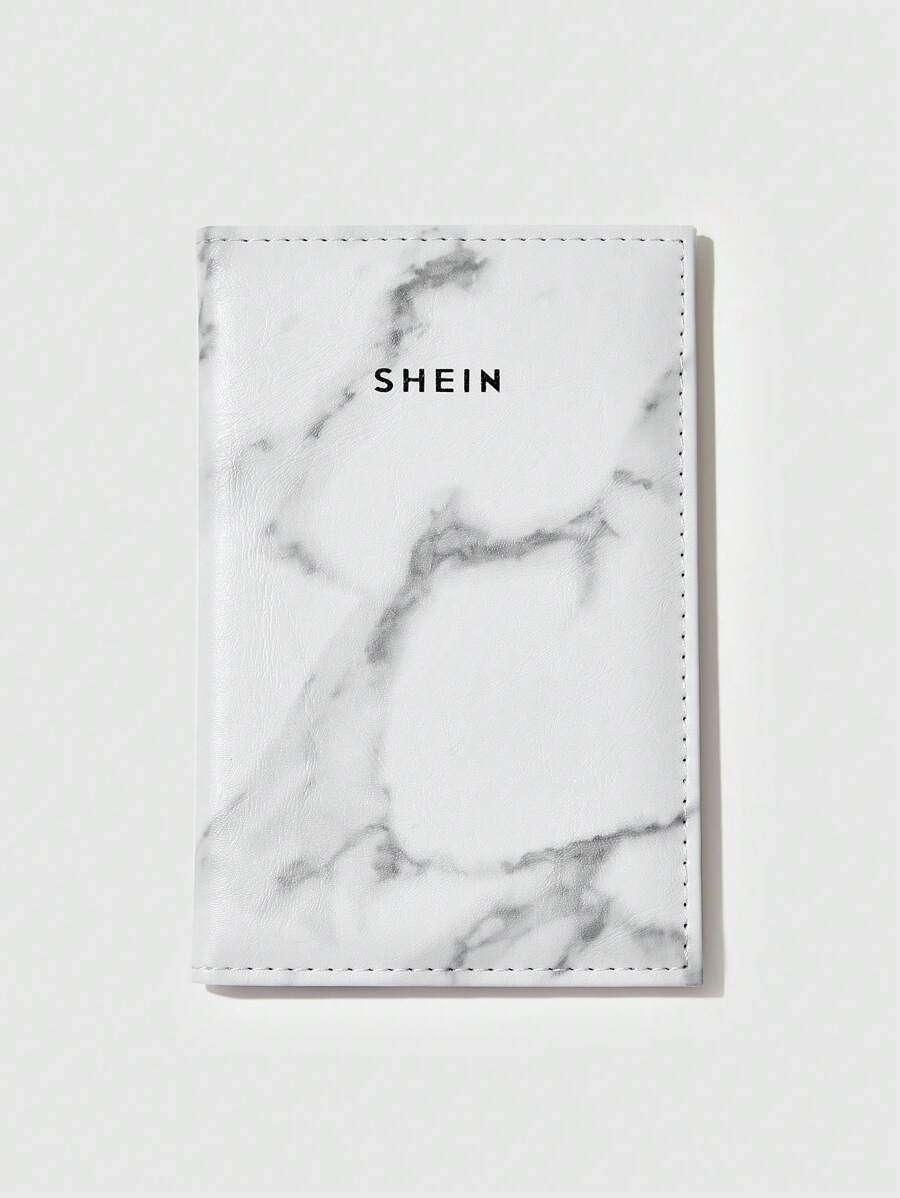 SHEIN 1入組大理石紋樣式護照夾 - 灰色 - 查看 1