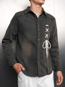 Manfinity VCAY Men Lace Up Front Denim Shirt