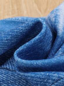 SHEIN Babygirl 休闲蝴蝶图案松紧腰紧身裤 - 藍色 - 查看 3