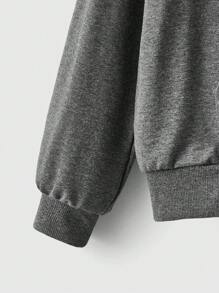 ROMWE Grunge Punk Casual Skull Print Hooded Sweatshirt, Spring & Autumn