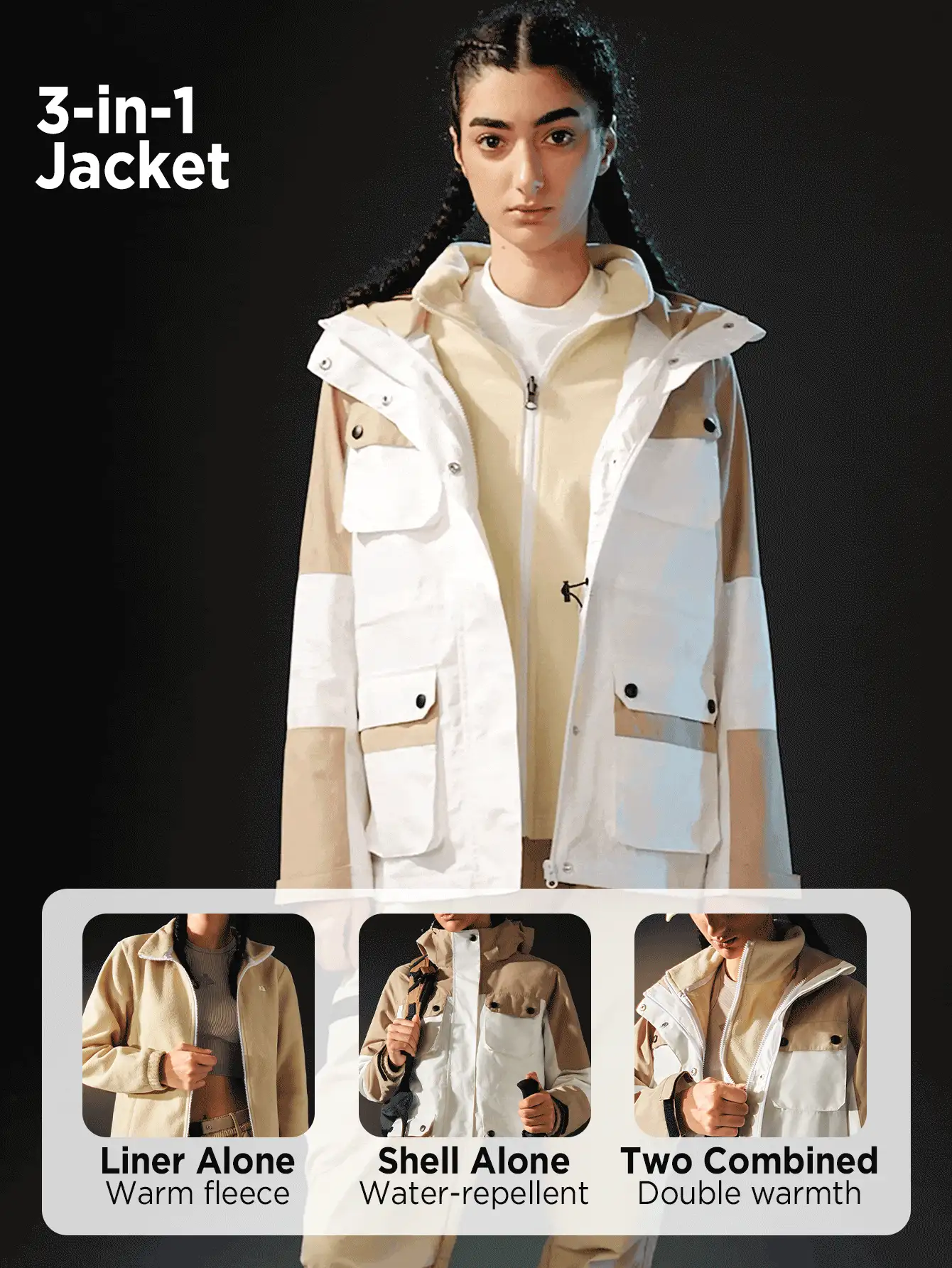 In My Nature Jaket Insulasi Luar Ruangan Wanita - Khaki - View 4