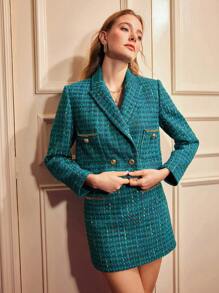 MOTF PREMIUM Blazer Tondu En Tweed