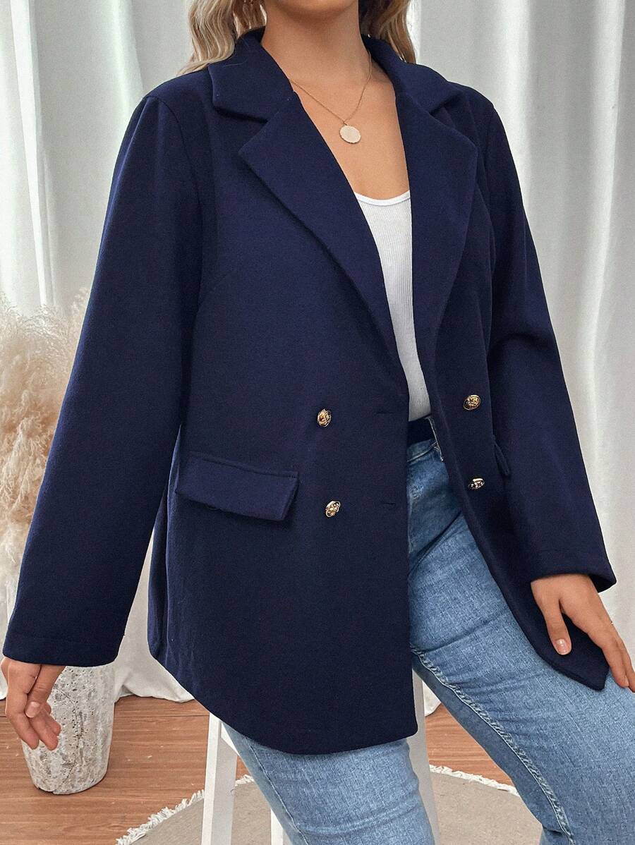 SHEIN LUNE 大碼呢子裝 - 藏蓝色 - 查看 1