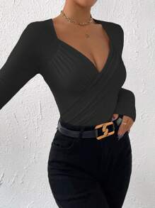 VaVaBold Body escote corazón de manga raglán - Negro - Ver 4