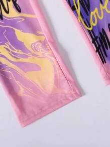 SHEIN Cô gái Tween vui tươi & Mát mẻ Viết tháu Hoodie Và Người chạy bộ Bộ - Hồng - Xem 8