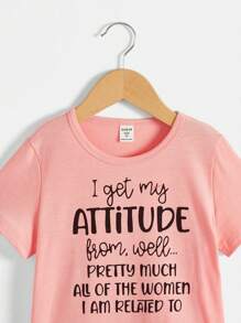 SHEIN Young Girl Slogan Graphic Tee - Pink - View 4