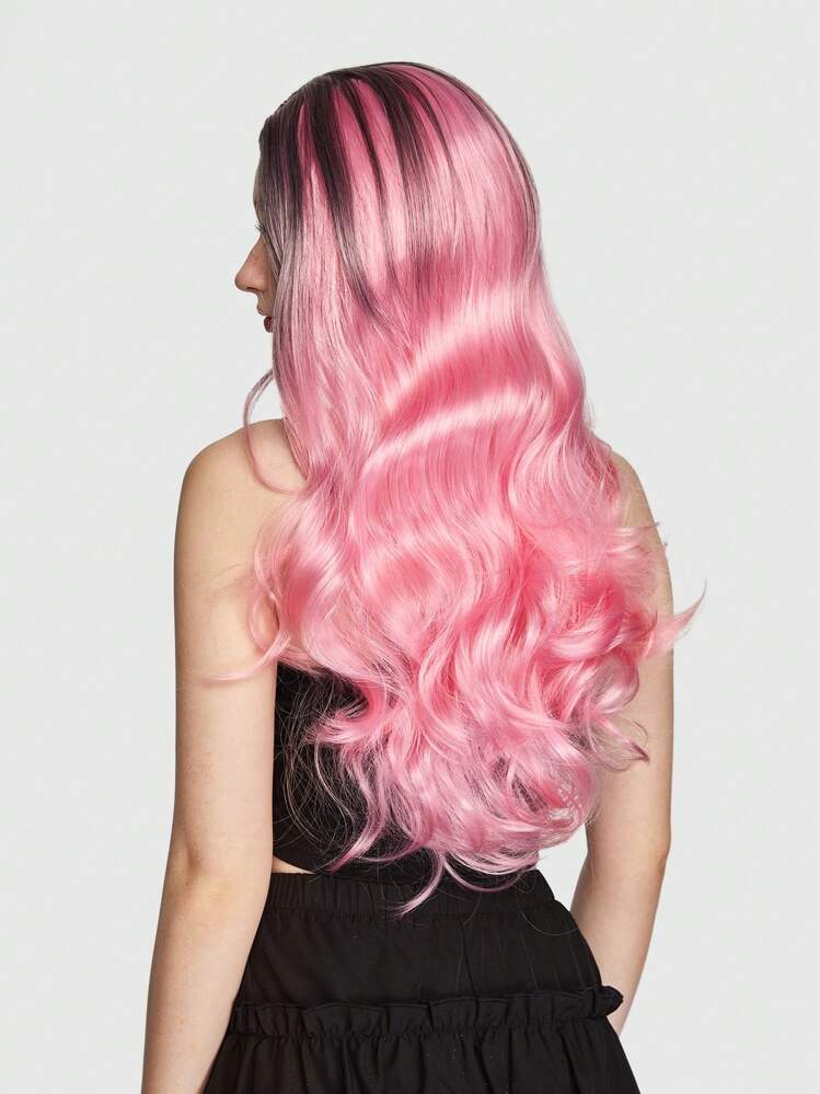 ROMWE J Fashion 1pc Synthetic Fiber Gradient Pink Wig SHEIN Singapore
