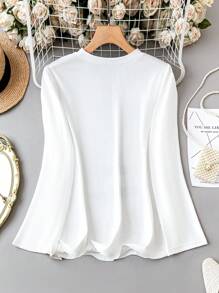 SHEIN LUNE Hơn In lông Áo thun - trắng - Xem 2