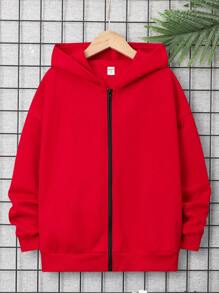 SHEIN Jungen- Freizeit Mit Kapuze Und Reißverschluss, Strickjacke Mit Aufdruck