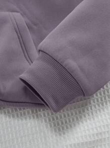 INAWLY Floral & Slogan Graphic Drawstring Thermal Lined Hoodie THE FRAGRANCE OF ROSES IS OVERFLOWING,Ladies Spring/Fall Casual Drawstring,Pocket Long Sleeve Hooded Loose Regular Mauve Purple Drop Shoulder Pullovers Women Hoodies,Long Sleeve Tops Graduation,Back To School Outfits,Graduation,Teacher Outfits For Women,Back To School - Mauve Purple - View 4