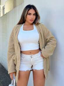 SHEIN SXY 掀蓋扣保暖規格外套 - 卡其色 - 查看 1