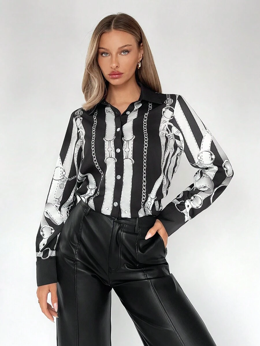 BizChic 女士鏈條圖案印花襯衫 - 彩色 - 查看 1