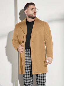 Manfinity VCAY Abrigo largo de solapa y abotonadura sencilla para hombre, para otoño e invierno - Caqui - Ver 5