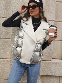 Chiquease 拉链背心加厚加垫外套冬季服装 - 米色 - 查看 6