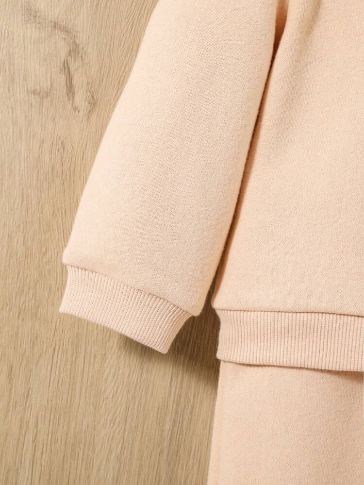 Baby Boy Letter Patched Sweatshirt & Sweatpants