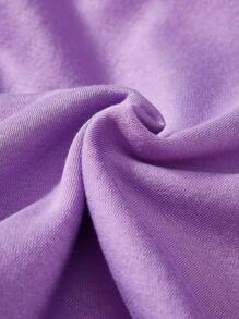 SHEIN Leap Crew Áo nỉ trùm đầu dài tay in họa tiết hoạt hình thường ngày cho bé gái - Màu Lilac Tím - Xem 6