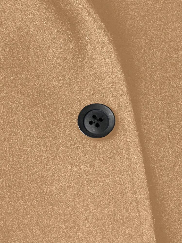 Men Dual Pocket Button Front Tweed Overcoat, For Fall Winter