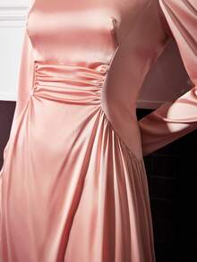 MOTF PREMIUM 方領褶皺腰身連衣裙 - 粉色 - 查看 3