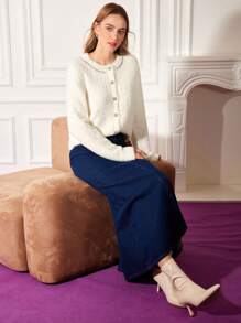 MOTF PREMIUM FUZZY KNIT RHINESTONE CARDIGAN