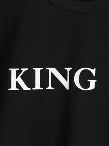 SHEIN 男小童字母圖案衛衣和衛褲 - 黑色 - 查看 8