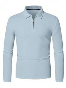Manfinity Homme Nam Màu thuần Áo polo - Xám - Xem 3