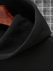 男士帶星星印花的連帽毛絨衫 - 黑色 - 查看 4